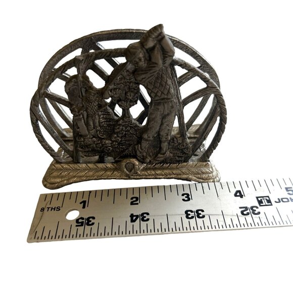 Vintage Metzke Pewter Golf Scene Card/Letter Holder - Made In USA - Picture 5 of 6